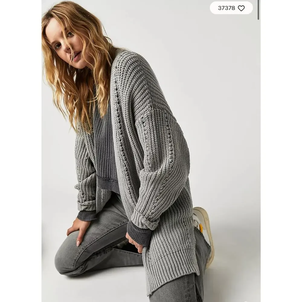 Free People Gray Nightingale Cardi GUC - Picture 1 of 6